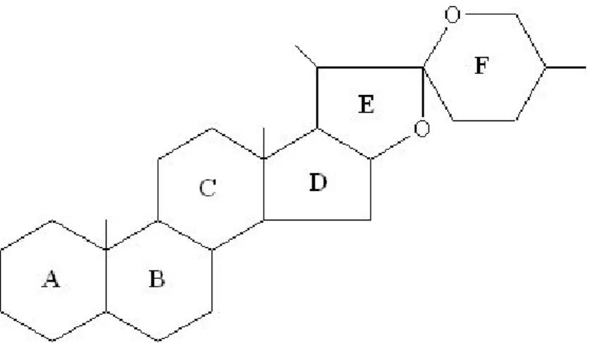 Gambar 4. Struktur dasar spiroketal  d. Glikosida Jantung 