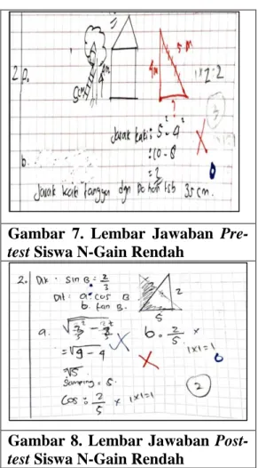 Gambar  7.  Lembar  Jawaban  Pre- Pre-test Siswa N-Gain Rendah 