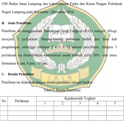 Tabel 5. Desain Penelitian 