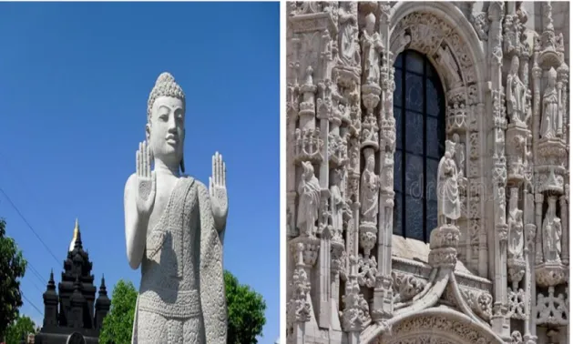 Gambar 2C Patung Buddha;        Gambar 2D  Patung-patung di  Gereja Santa  Maria De Belem 