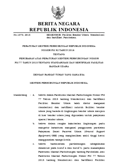 2015, No Mengingat : 1. Undang-Undang Nomor 1 Tahun 2009 Tentang ...