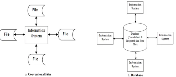 Gambar 2.6 Conventional Files Versus the Database (Whitten, Bentley, &amp; Dittman  (2004: 548)) 