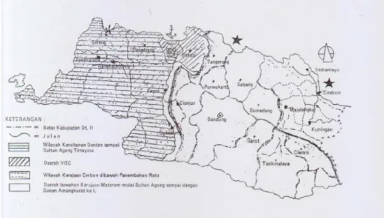 Gambar 2.1 Peta wilayah Kesultanan Cirebon pada Masa Pemerintahan  Panembahan Ratu I 