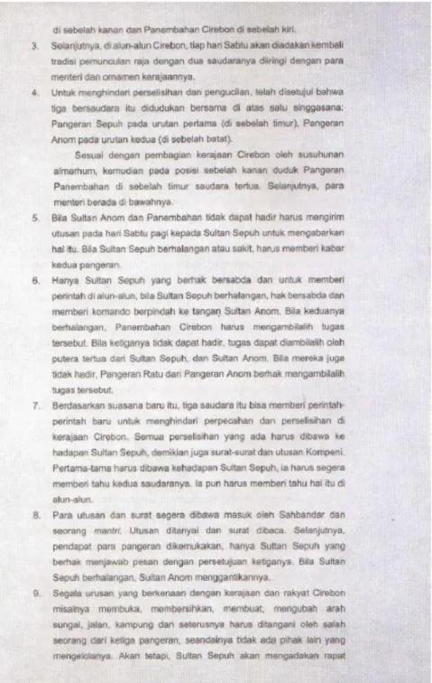Gambar 5.2 Isi Naskah Perjanjian Persahabatan Sultan-sultan Cirebon dengan  VOC Pada Tanggal 8 Januari 1681