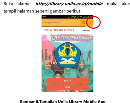 Gambar 6.Tampilan Unila Library Mobile App 