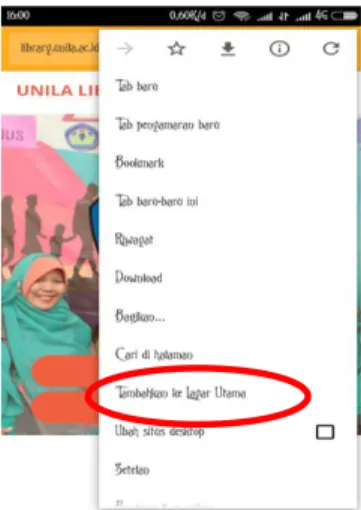 Gambar 7. Pilihan menu pada google chrome