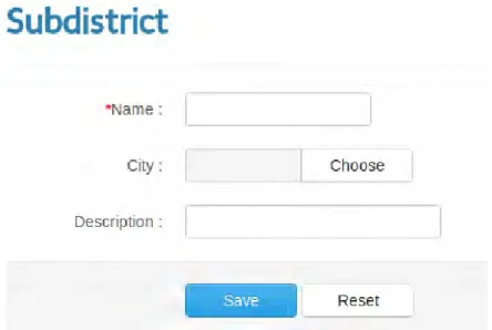 Gambar 1.21: Form isian kecamatan baruKlik tombol New Subdistrict untuk membuat kecamatan baru