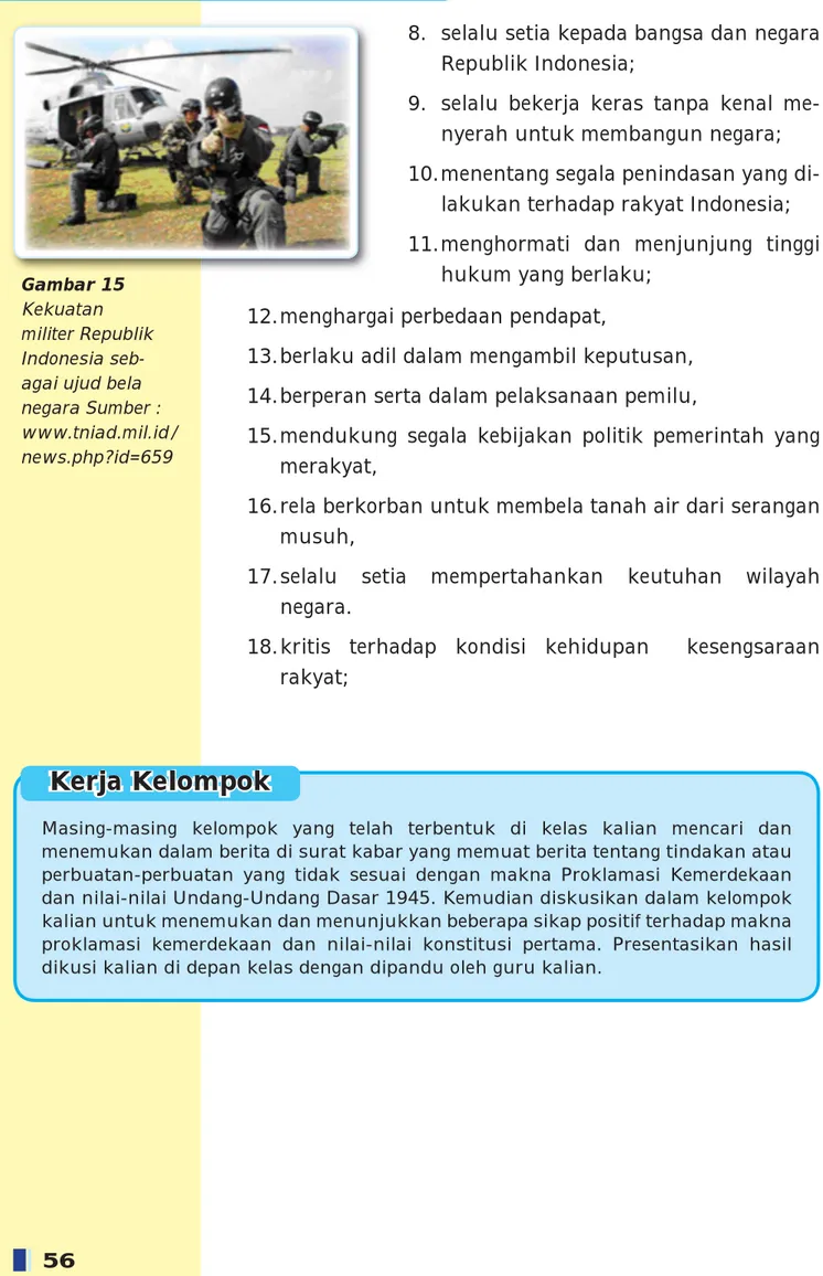 Gambar 15 Kekuatan  militer Republik  Indonesia  seb-agai ujud bela  negara Sumber :  www.tniad.mil.id/