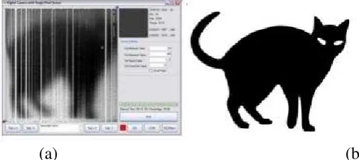 Gambar 1. Hasil capture citra siluet kucing (a) dan sumber gambar (b) 