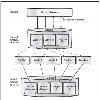 Gambar 2.4 Struktur Physical Oracle Database  [Referensi:Oracle 10g Database Foundations,2004] 