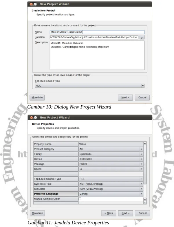 Gambar 10: Dialog New Project Wizard