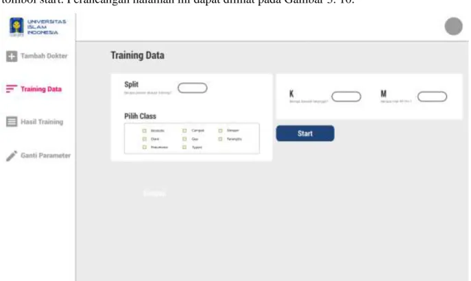 Gambar 3. 10 Rancangan Halaman Training Data  D.  Halaman Hasil Training 