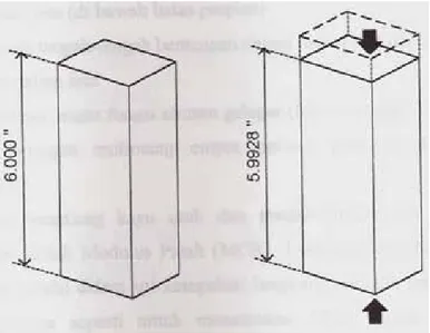 Gambar 1 : Gambaran tegangan dan regangan dalam tekanan sejajar serat 