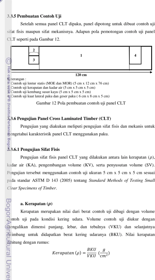 Gambar 12 Pola pembuatan contoh uji panel CLT 