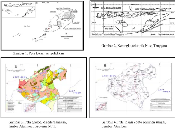 Gambar 2. Kerangka tektonik Nusa Tenggara  Gambar 1. Peta lokasi penyelidikan 