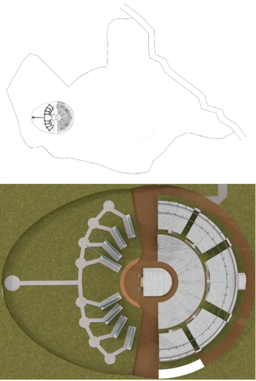 Gambar 4.3 Hasil Desain Amphitheater dan Tetenger 