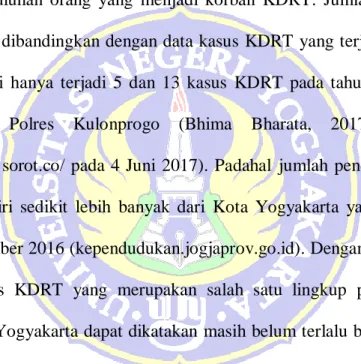 Tabel  2.  Data  Rekapitulasi  Kasus  KDRT  yang  ditangani  Unit  PPA  Polresta  Yogyakarta Tahun 2016 