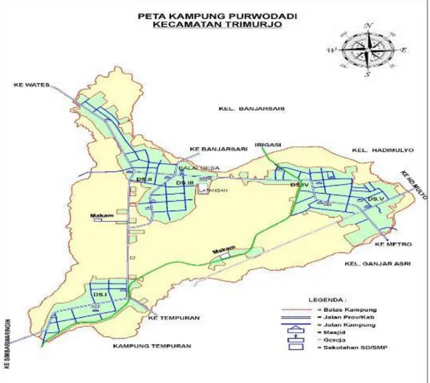 Gambar Peta Desa Purwodadi Bedeng 20 Kecamatan Trimurjo 