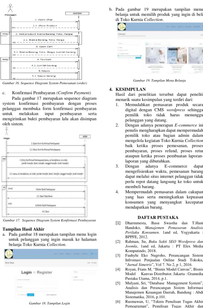 Gambar 16. Sequence Diagram System Pemesanan (order) 