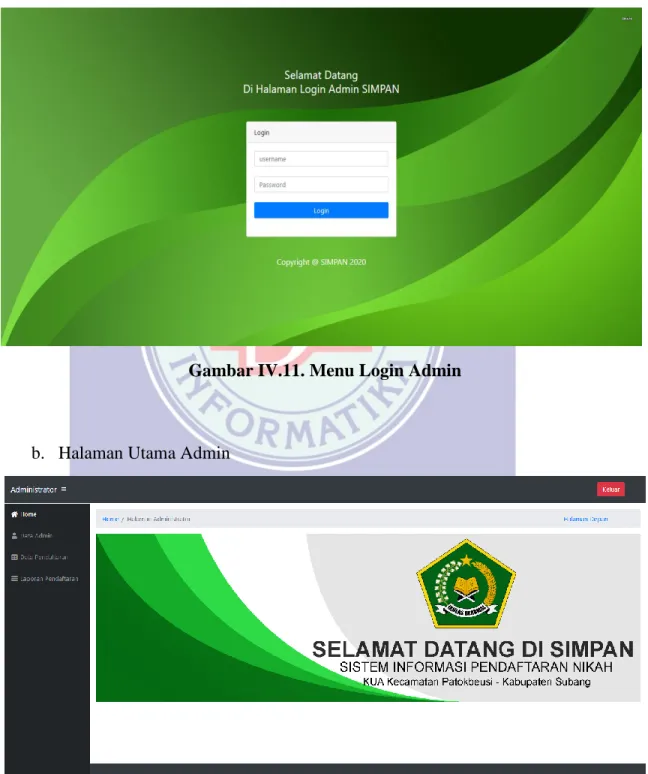 Gambar IV.11. Menu Login Admin 