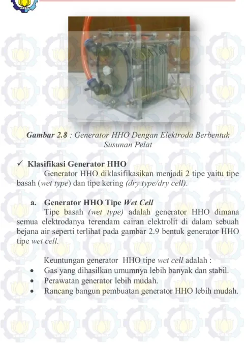 Gambar 2.8 : Generator HHO Dengan Elektroda Berbentuk  Susunan Pelat 