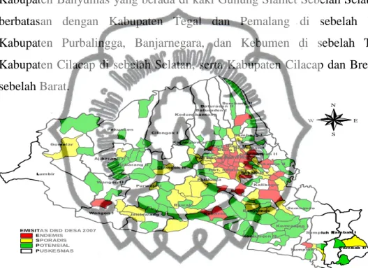 Gambar 1. Peta Penyebaran Puskesmas di Kabupaten Banyumas Propinsi Jawa  Tengah 