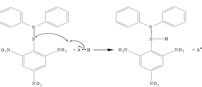 Gambar 1. Reaksi DPPH dengan Antioksidan (Windono et al., 2001) 