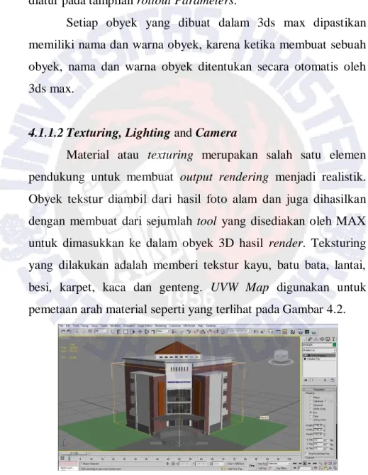 Gambar 4.2 Texturing model gedung  