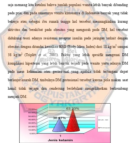 Gambar 4. Diagram Prosentase Jenis Kelamin Pasien DM komplikasi  Hipertensi di Rumah Sakit Panti Rapih Yogyakarta Tahun 2005 