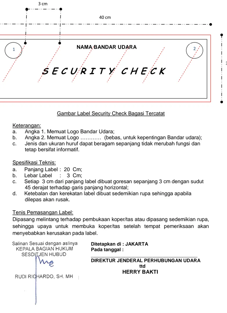 Gambar Label Security Check Bagasi Tercatat  Keterangan: 