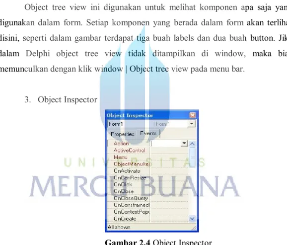 Gambar 2.4 Object Inspector 