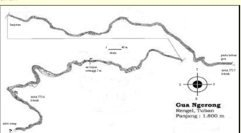 Gambar 4.3 Peta gua Ngerong dengan keterangan 