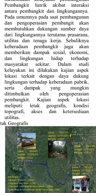 Gambar 2 lokasi wisata Girimanik  Pembangkit Listrik Tenaga Mikrohidro  (PLTMh)  direncanakan  menempati  lokasi  di  Desa  Setren,  Kecamatan  Slogohimo, Kabupaten Wonogiri, Jawa  Tengah