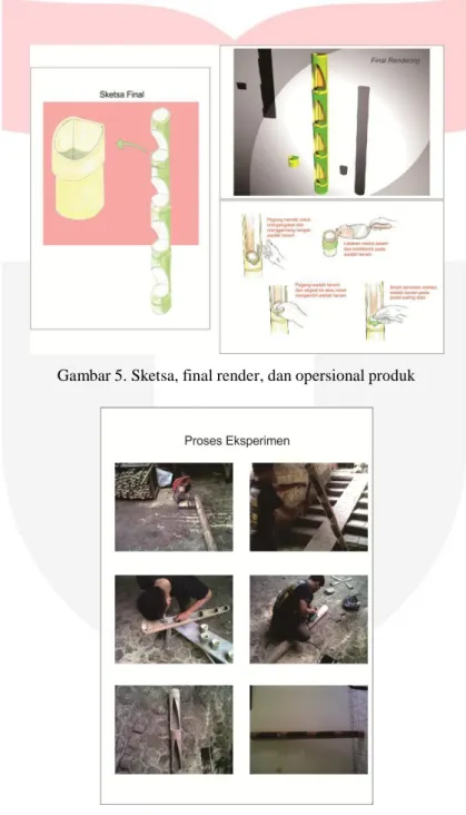 Gambar 5. Sketsa, final render, dan opersional produk 