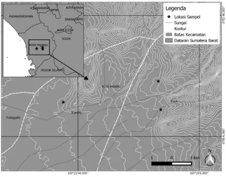 Gambar 1. Peta Pengambilan Sampel Kayu Tumbuhan Puspa (Schima wallichii D.C.) 