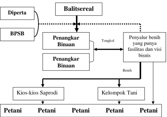 Gambar 2. Mekanisme kerjasama pembinaan penangkaran benih jagung                    komposit di Provinsi Gorontalo, 2005