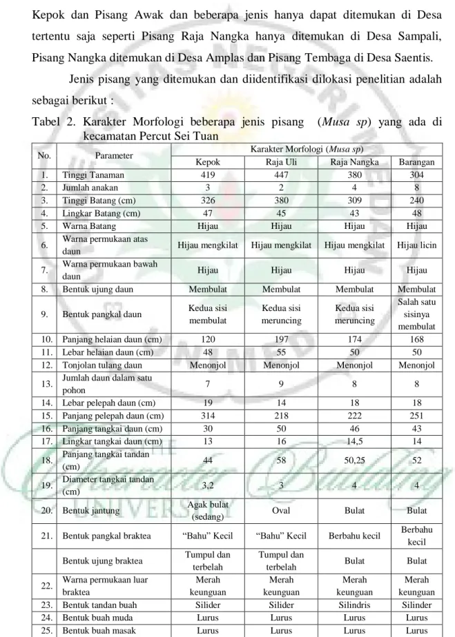 KERAGAMAN GENETIK PISANG (Musa Sp) BERDASARKAN MORFOLOGI DI KECAMATAN ...