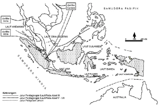 Gambar 2. Peta Jalur Kedatangan Pertama Bangsa Asing di Nusantara 