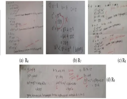 Gambar 3. Jawaban R 6 , R 7 , R 8 , dan R 9  pada Nomor 2  Berdasarkan  Gambar  3  tampak 