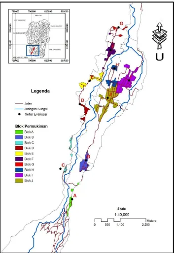 Gambar 4. Peta Blok Permukiman di Sungai Cimuja  