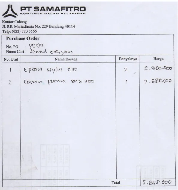 Gambar 4.17 Contoh dokumen Purchase Order (2) 