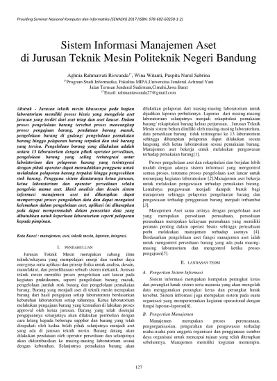 Sistem Informasi Manajemen Aset Di Jurusan Teknik Mesin Politeknik