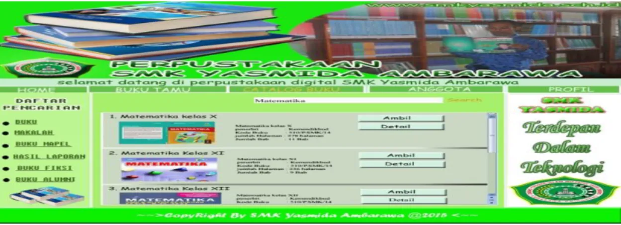 Gambar 4.9 Halaman catalog buku. 