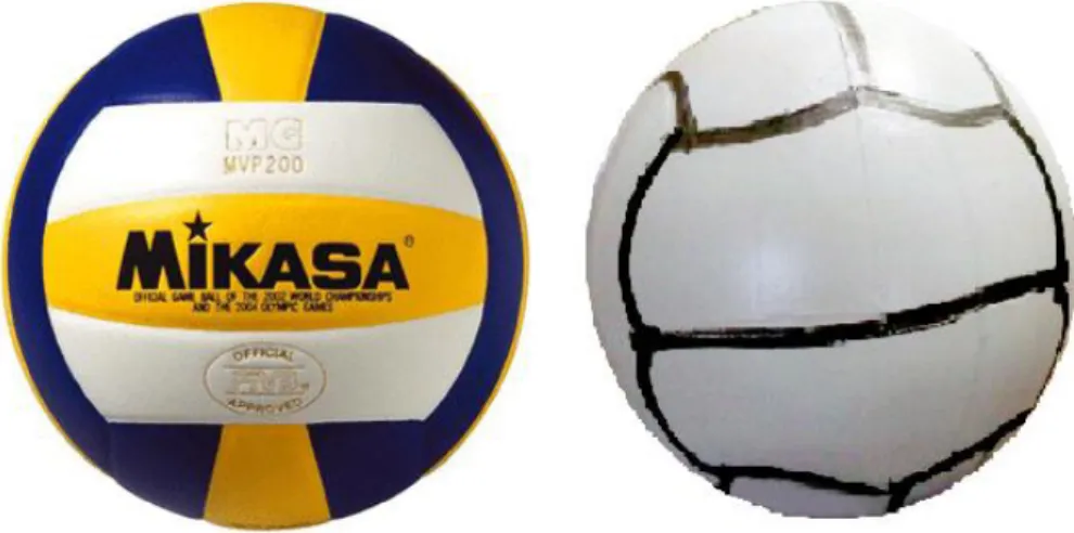 Gambar 2. Bola Voli Standar dan Bola Plastik Modifikasi. 