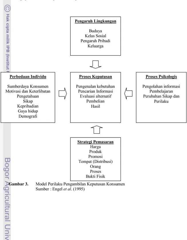 Gambar 3.   Model Perilaku Pengambilan Keputusan Konsumen  Sumber : Engel et al. (1995) 