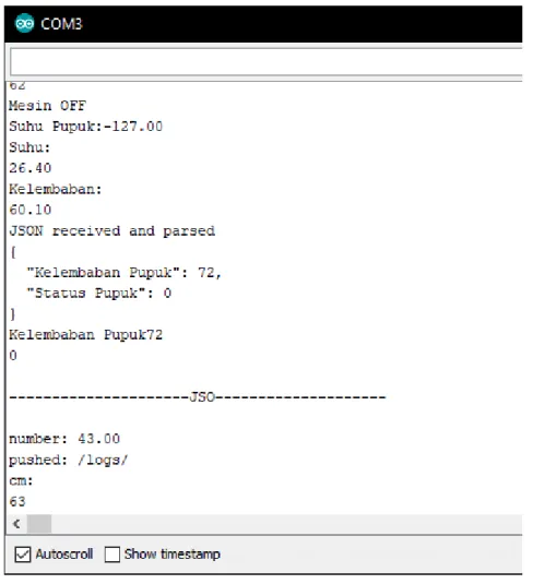 Gambar 4.9 Penerimaan data dari Arduino 