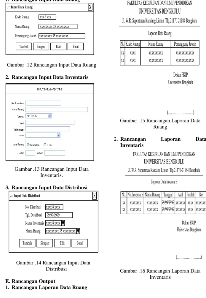 Gambar .13 Rancangan Input Data  Inventaris. 