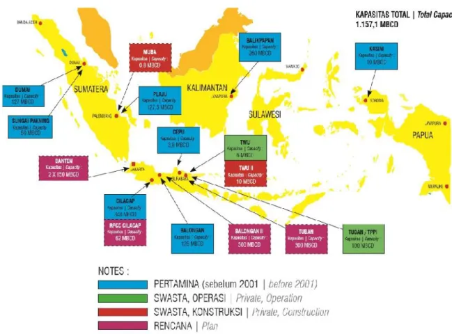 Gambar 3.1 Peta Perusahaan Kilang Minyak di Indonesia