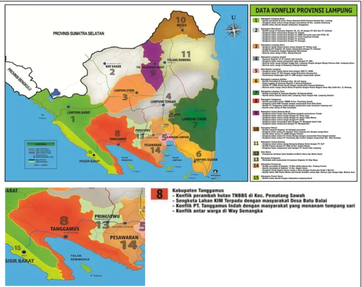 Gambar 5.1  Peta Daerah Konflik Provinsi Lampung Tahun 2014 