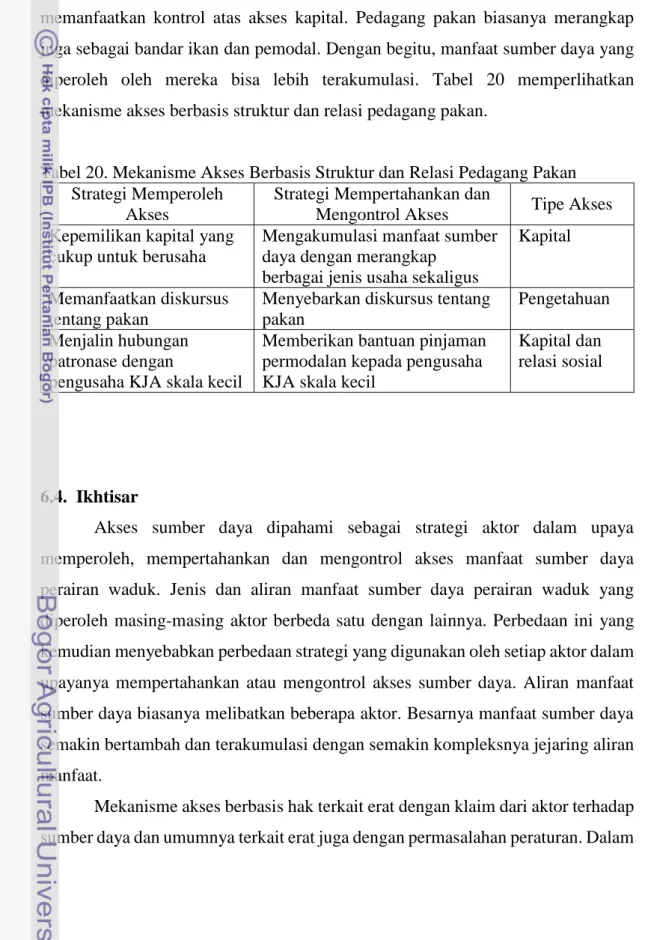 Tabel 20. Mekanisme Akses Berbasis Struktur dan Relasi Pedagang Pakan  Strategi Memperoleh 